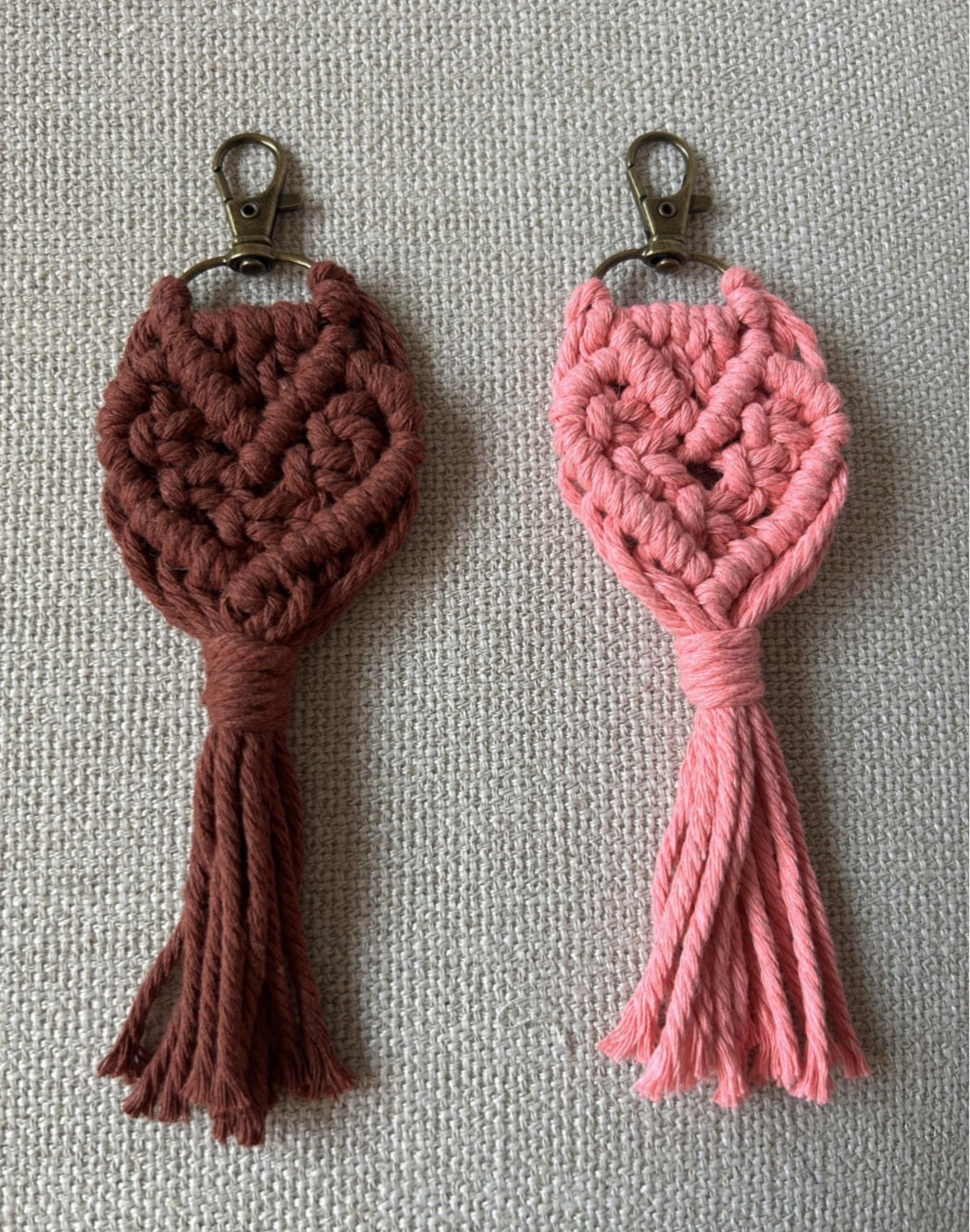 Macrame Heart Keychain and Bag Charm
