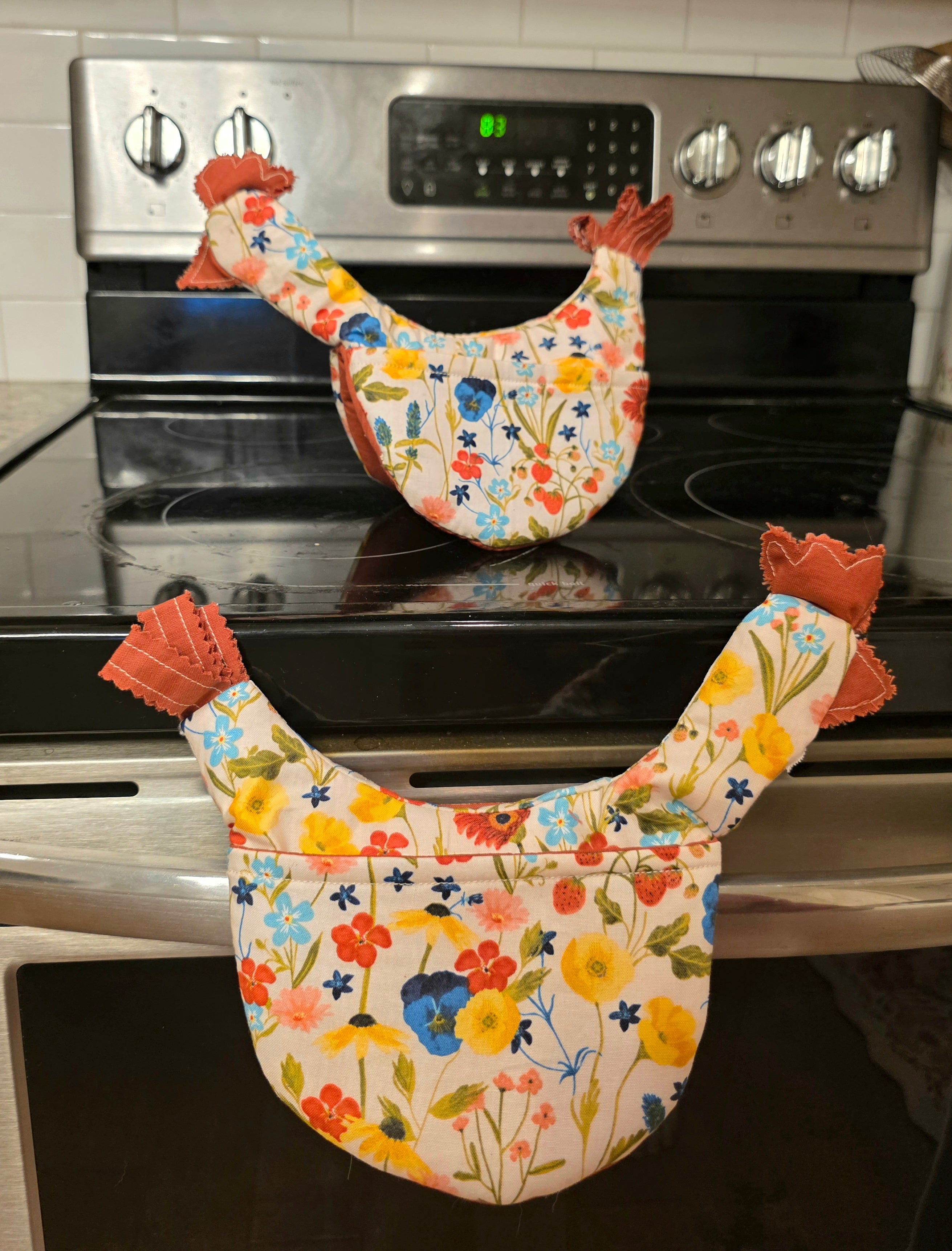 Single Floral Chicken Oven Mitt