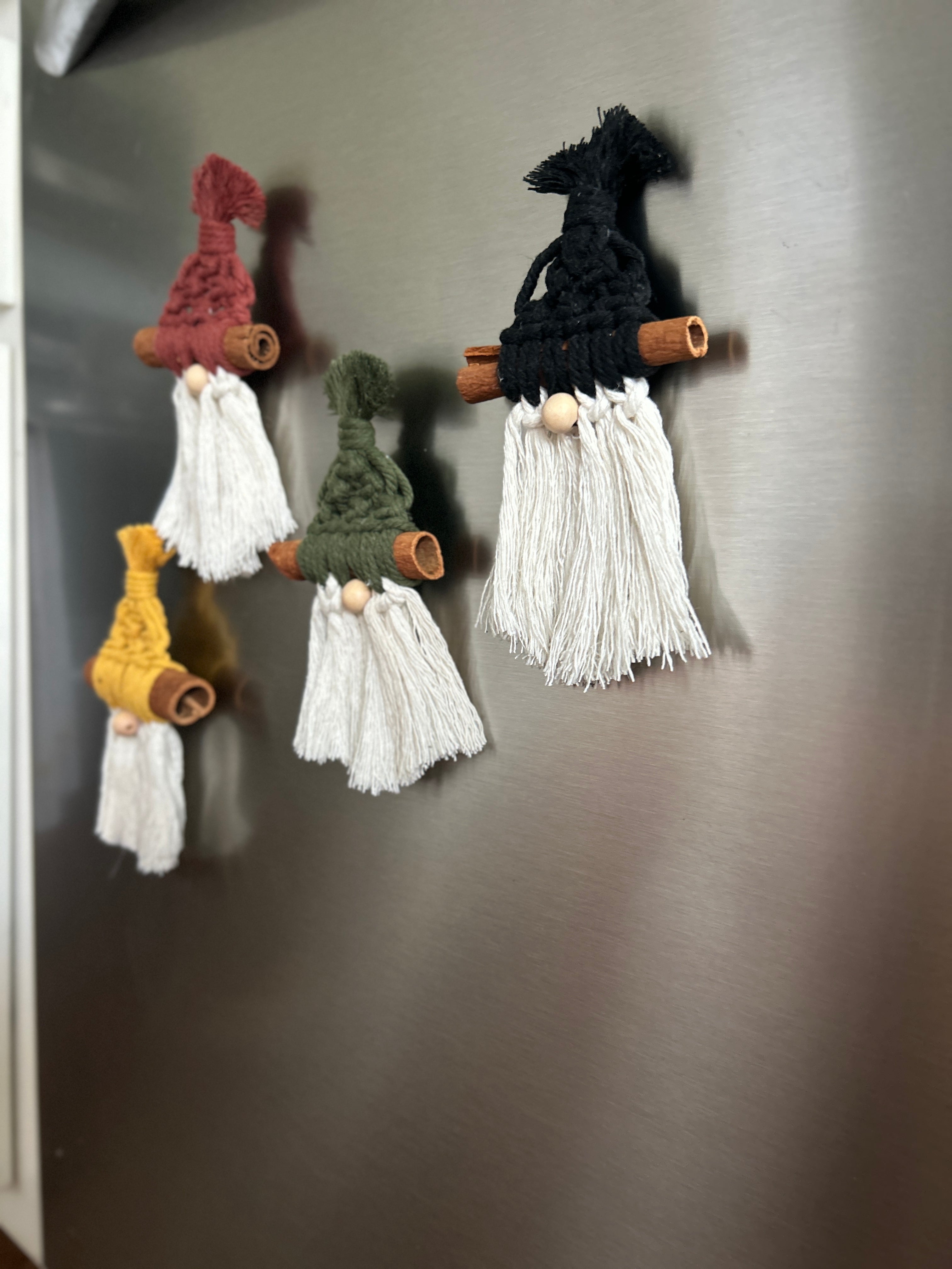 Macrame Gnome Magnet, Cinnamon Stick