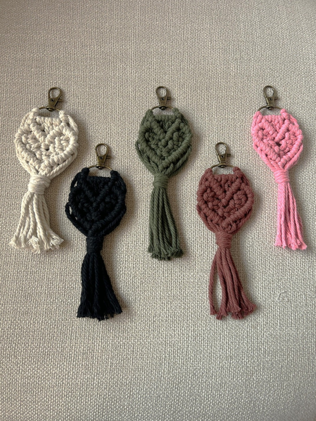 Macrame Heart Keychain and Bag Charm