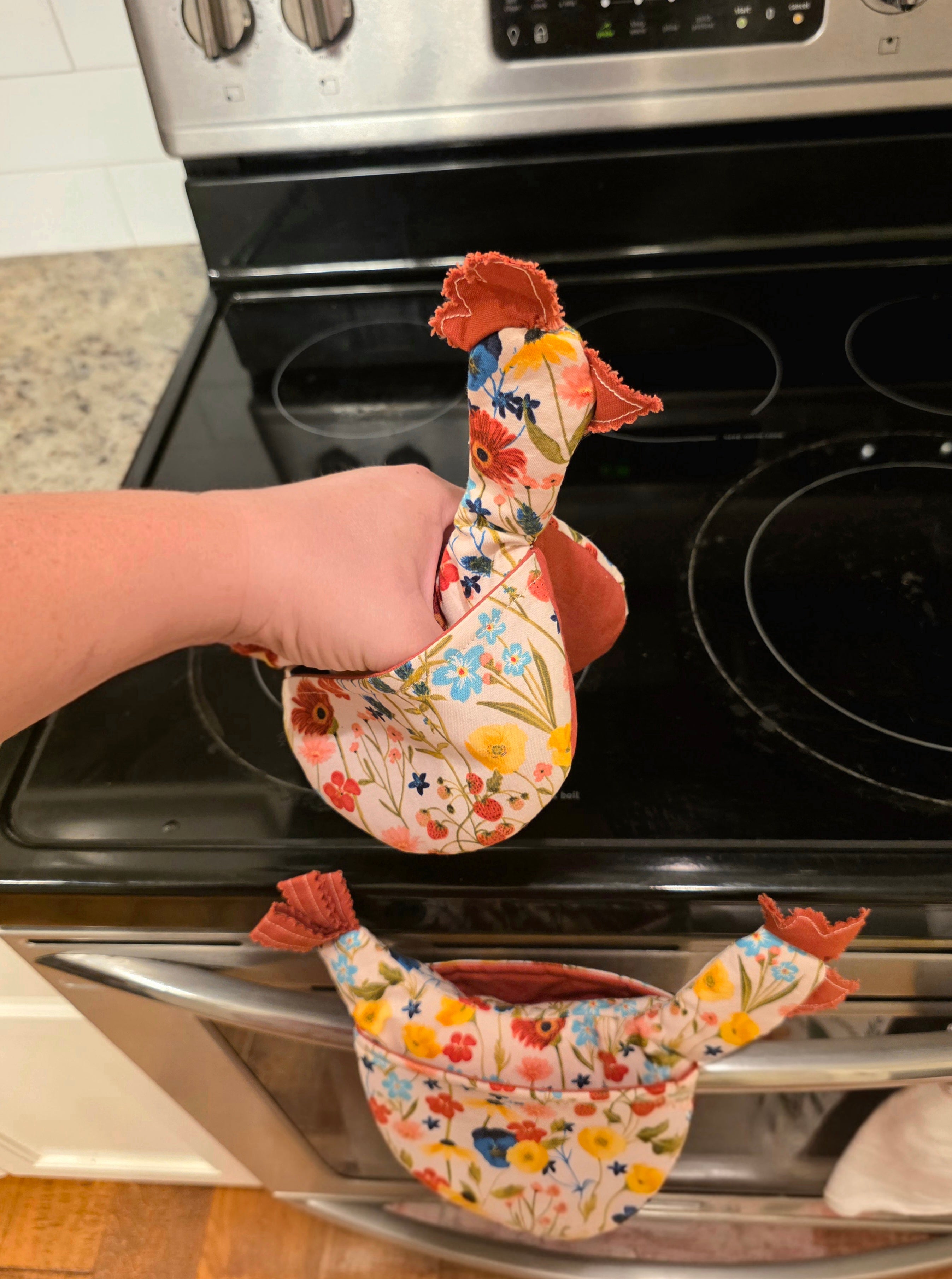 Single Floral Chicken Oven Mitt
